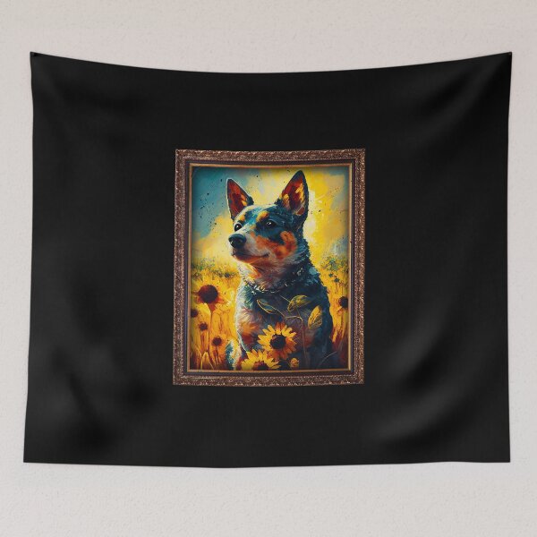 Item preview, Australian Cattle Sunflower Painting Adorable Dog designed and sold by rafaeltto.