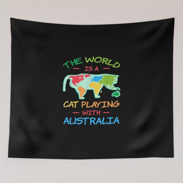 Item preview, The World Is A Cat Playing With Australia Map Aussie T-Shirt designed and sold by Larcossee ⭐⭐⭐⭐⭐.