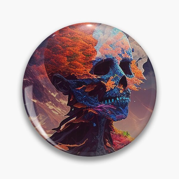 Item preview, Burning / Smoking skull in front of mountains designed and sold by dinico.