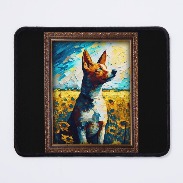 Item preview, Basenji Sunflower Painting Adorable Dog designed and sold by rafaeltto.