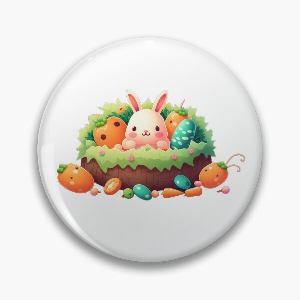 Item preview, Kawaii Easter Bunny inside Bunny Nest with carrots designed and sold by Ravenclouds.