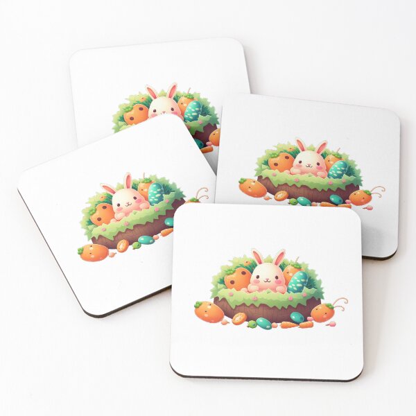 Item preview, Kawaii Easter Bunny inside Bunny Nest with carrots designed and sold by Ravenclouds.