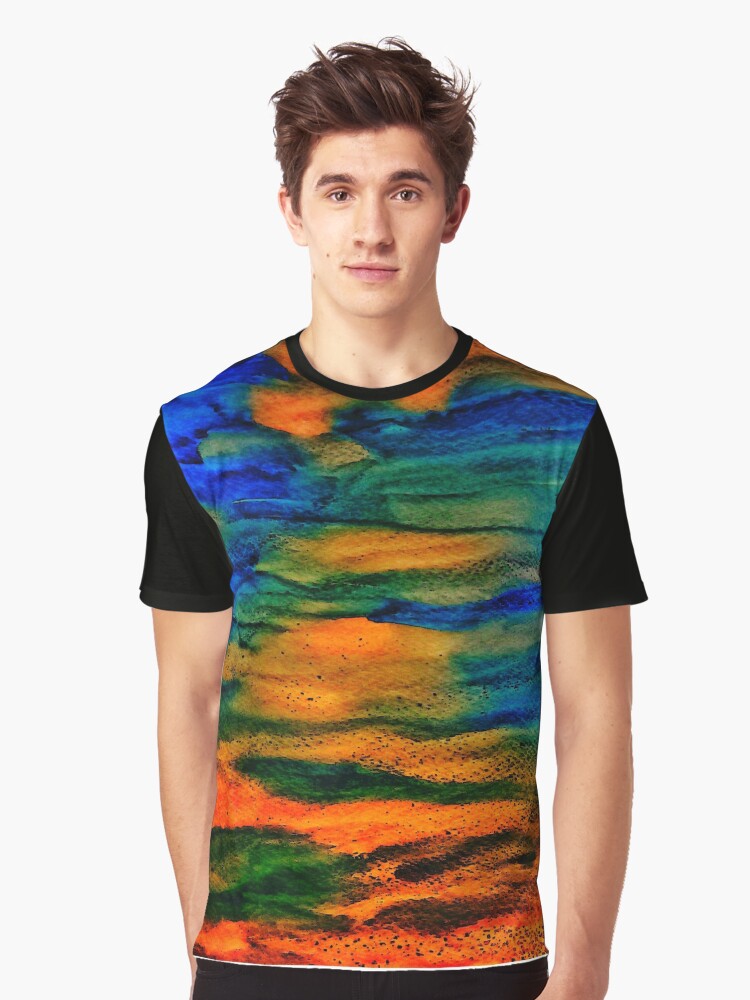 Graphic T-Shirt, Heatwave waves of colours designed and sold by Andrew Ballard