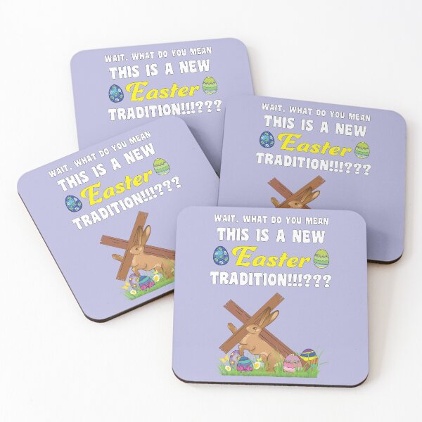 Item preview, Easter,  surprised easter bunny with wooden cross and Easter eggs designed and sold by StencilMyst ..