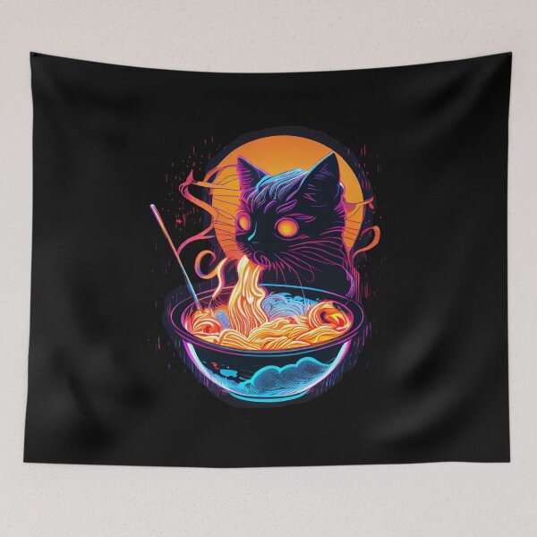 Item preview, Cat Ramen Synthwave designed and sold by pedrogag.