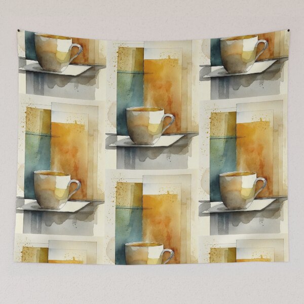 Item preview, Minimalist watercolor of a cup of coffee designed and sold by artefacta.