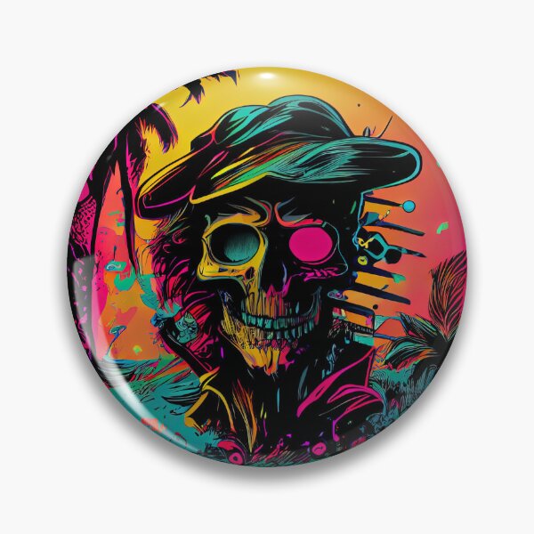 Item preview,  80s Synthwave Retrowave Pirate Skull Colorful Sunset Gráfico designed and sold by SpookshowDesign.