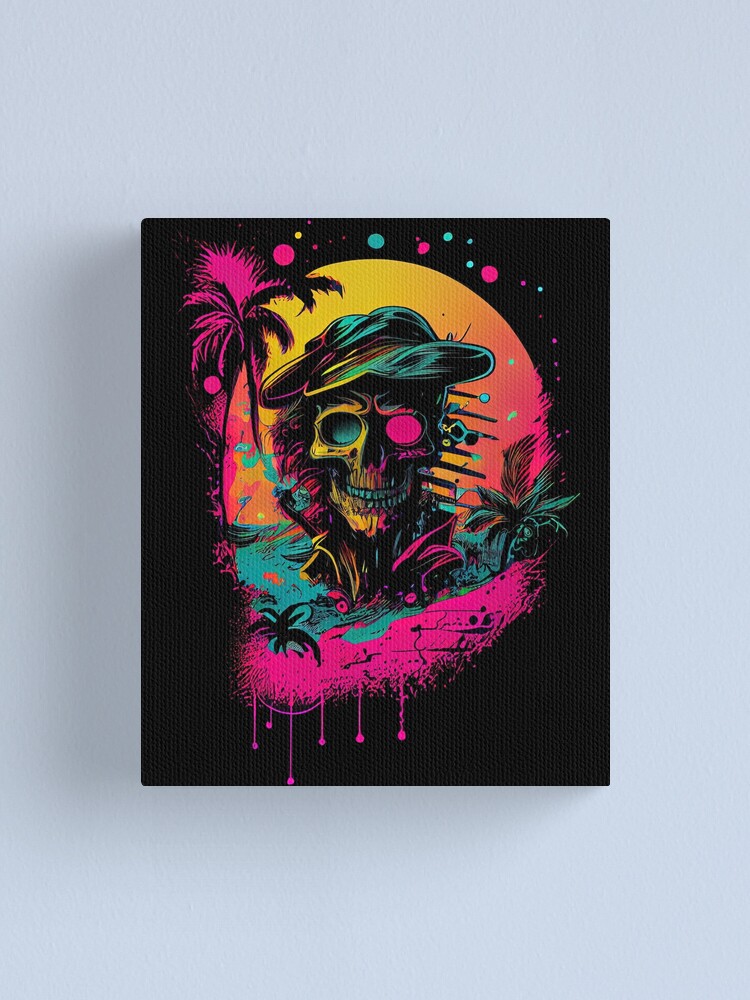 Flaming Skull Red Orange & Blue Cool Skeleton Skull Graphic