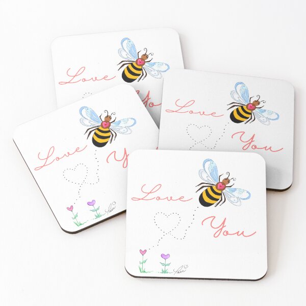 Item preview, Honey Bee illustration Love you by Canadian Artist Pascale Breton designed and sold by Pascale Breton.