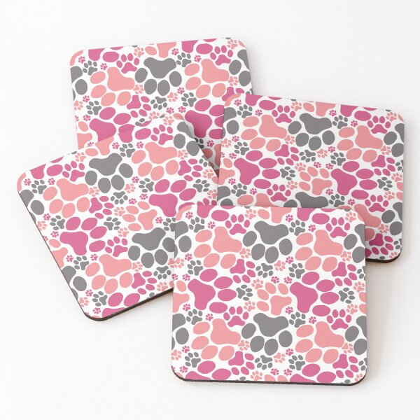 Item preview, Dog Paw Camo Seamless Pattern Salmon Pink Fuchsia designed and sold by MoePark.