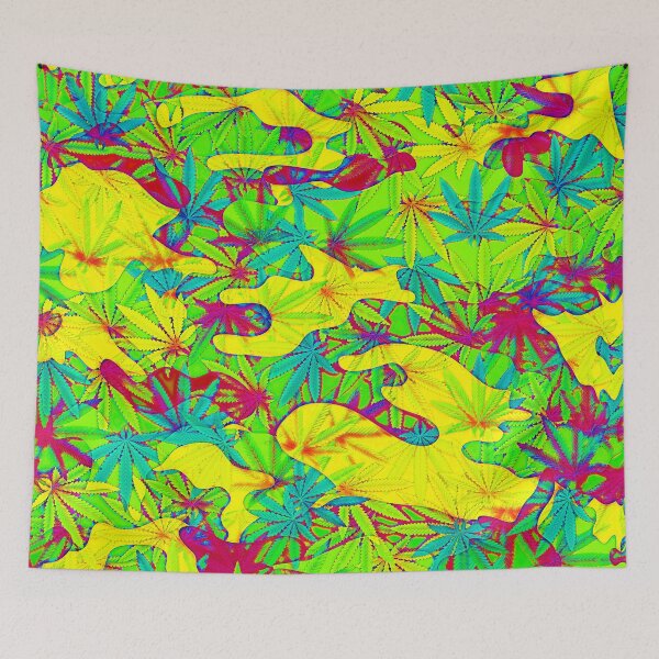 Item preview, Colorful Marijuana Leaf Smoke Print Q designed and sold by WildArtDesigns.