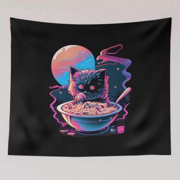 Item preview, Cat Ramen Synthwave designed and sold by pedrogag.