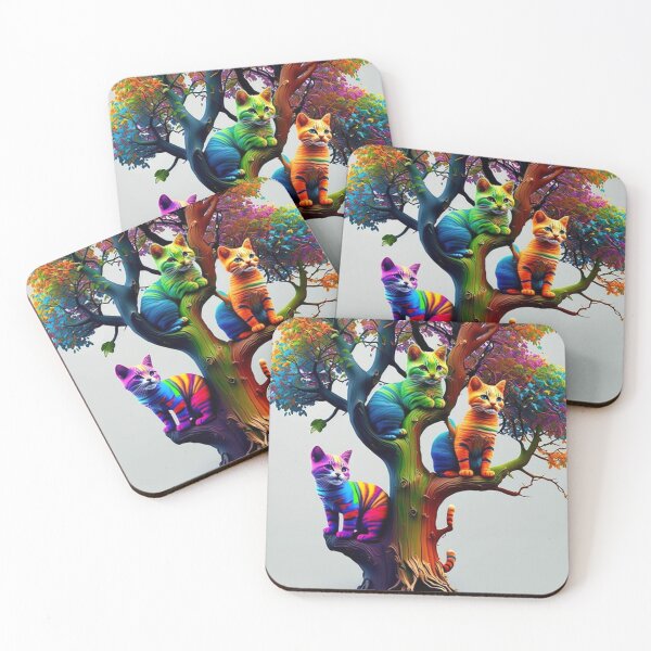 Item preview, Three Happy Cats on a Rainbow Tree designed and sold by Chiron WADE.