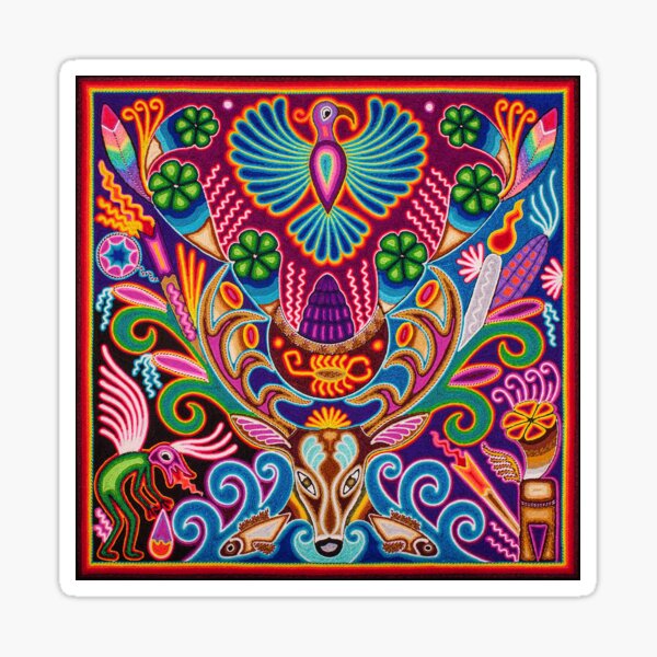 Aperçu de l'œuvre cerf et aigle chaman mexicain huichol créée et vendue par aramara-huichol.