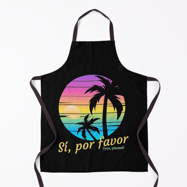 Artikelvorschau, Sí, Por Favor, Ja, bitte, spanische Sprüche, Retro-Sonnenaufgang am Strand entworfen und verkauft von Sun Sand & Sea Art.