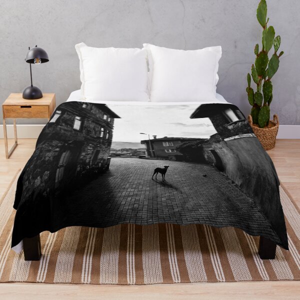 Item preview, Grayscale Photo of a Dog on the Street designed and sold by AlderBlack.