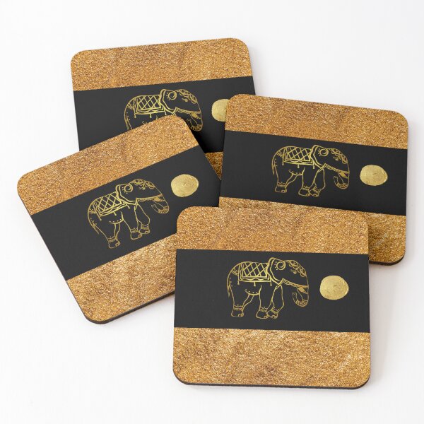 Item preview, Gold elephant in a black and gold background designed and sold by Sshmorr.