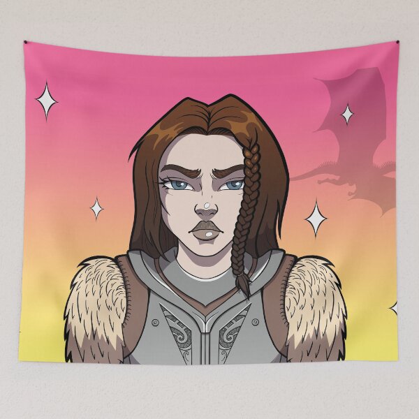 Item preview, Gamer Skyrim Lydia Yellow Brown Cartoon Portrait designed and sold by JessicaAmber.