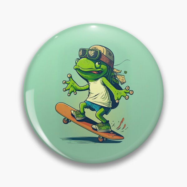 Skateboarding Frog - Frog - Pin