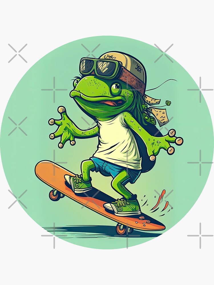 Skateboarding Frog' Sticker