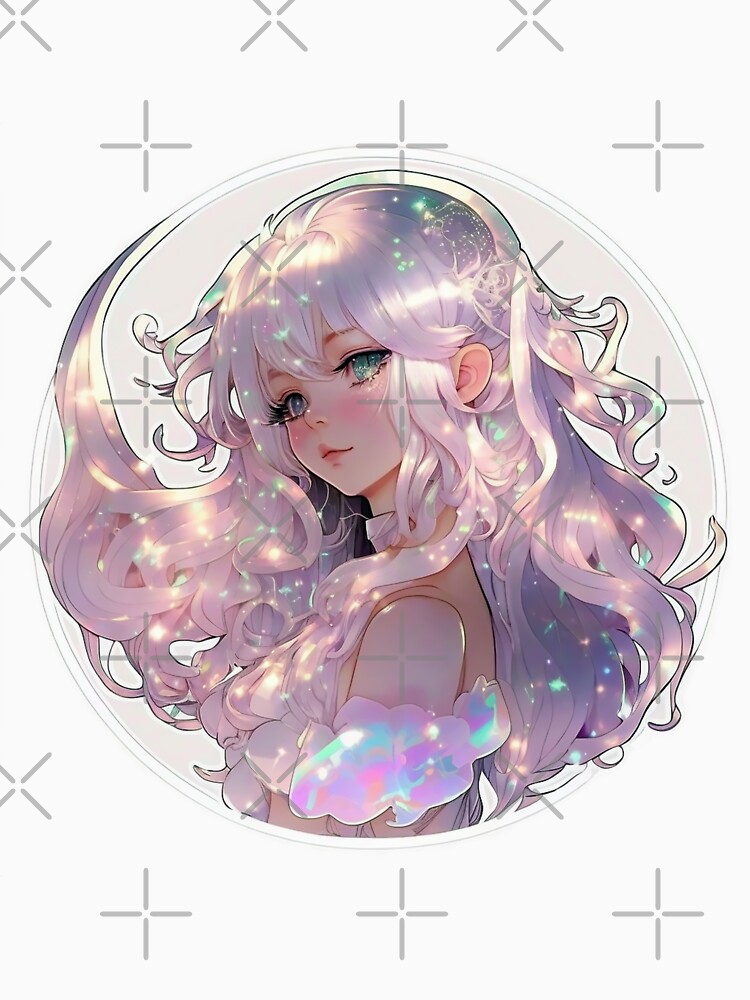 Anime Holographic Girl Design Clip Art Printable Stickers - Etsy