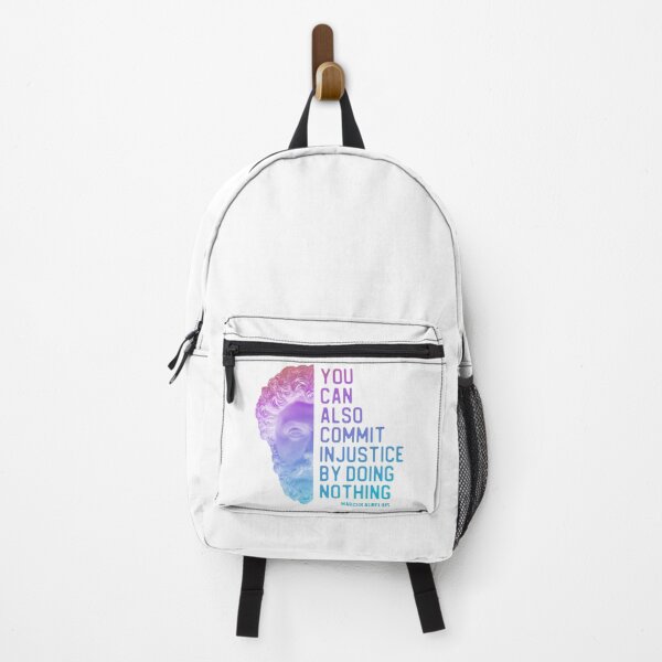 Item preview, "You can also commit injustice by doing nothing" in bold gradient - Marcus Aurelius quote designed and sold by Ofeefee.