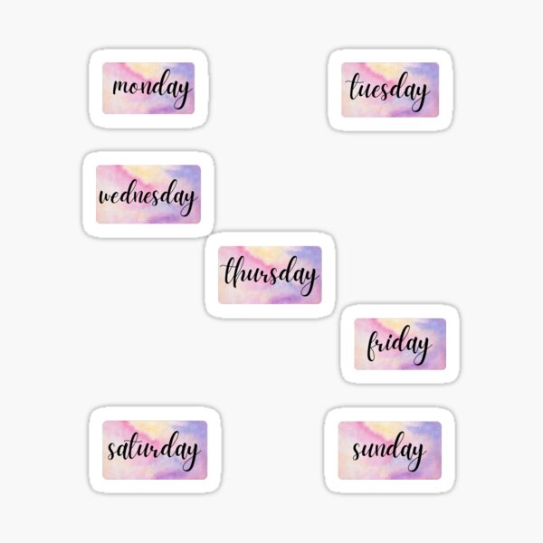 Pink and Purple Days of the Week Planner Stickers