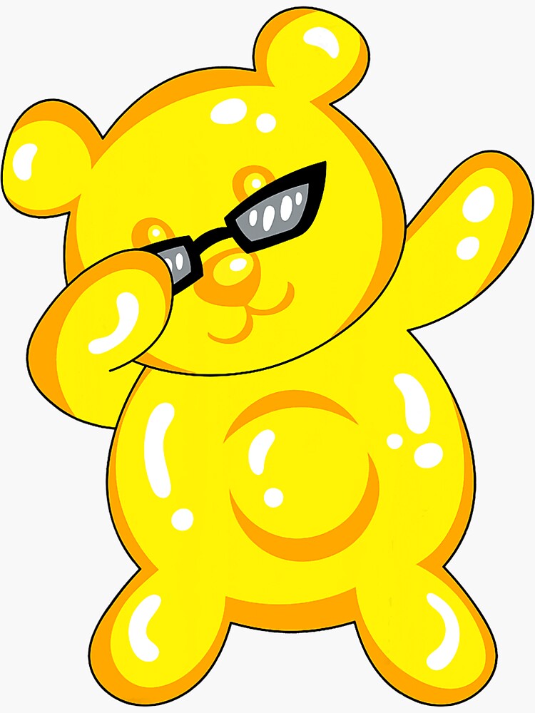 Premium Vector  A cute bear from the gummy bear cartoon in a yellow dress  and red shoes stands in front of a mirror