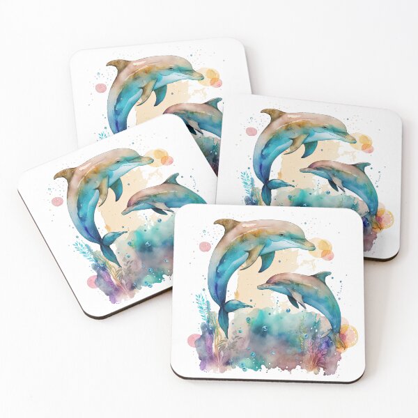 Item preview, Cute a Dolphins watercolor painting designed and sold by ArtAndCreatshop.
