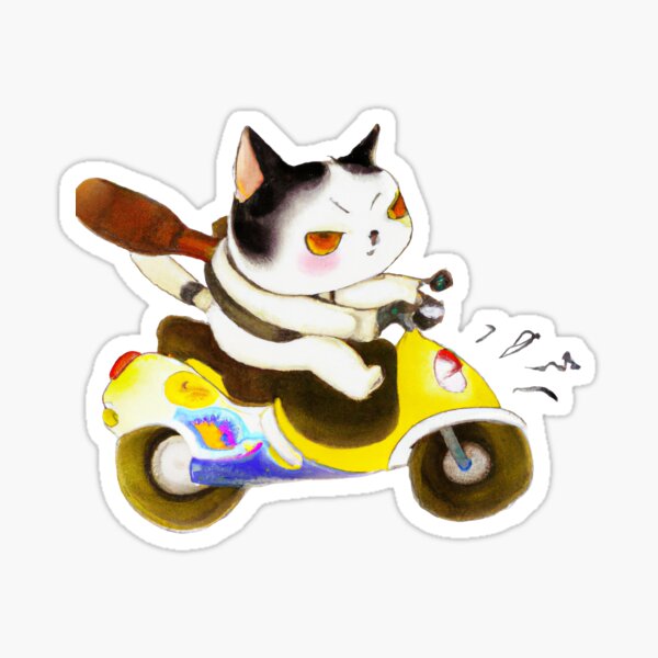 Artikel-Vorschau von Verärgerter Roller-Katzen-Aufkleber, designt und verkauft von Stanwoody.