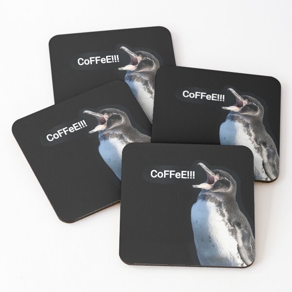 Item preview, Galapagos Penguin needs coffee (black background) designed and sold by SBPenguins.