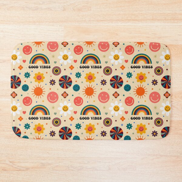 Item preview, Retro Groovy Hippie Good Vibes Rainbow Smiley Face  designed and sold by ambertedder.