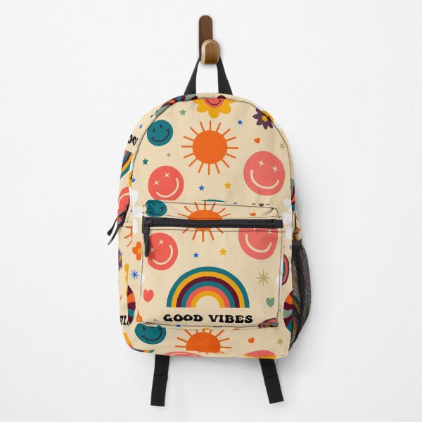Item preview, Retro Groovy Hippie Good Vibes Rainbow Smiley Face  designed and sold by ambertedder.