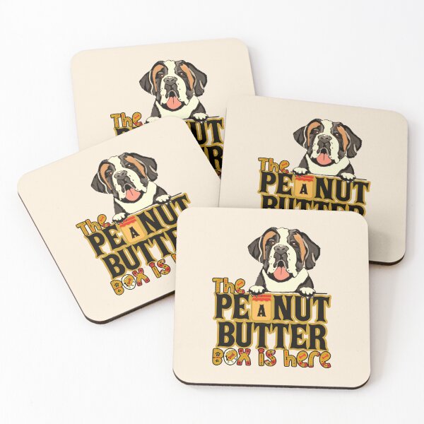 Item preview, The Peanut Butter Box Is Here: Black font version Funny St. Bernard Dog Commercial Humor designed and sold by JoyOfHopeStore.