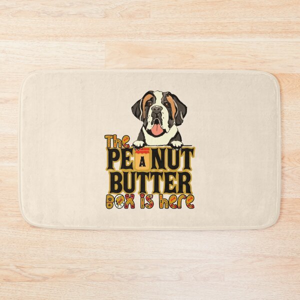 Item preview, The Peanut Butter Box Is Here: Black font version Funny St. Bernard Dog Commercial Humor designed and sold by JoyOfHopeStore.