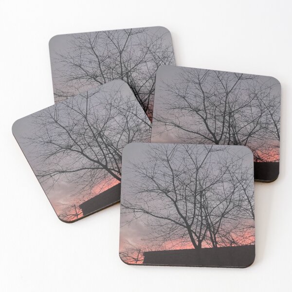 Item preview, winter sunset behind trees designed and sold by SnappedbyRivka.