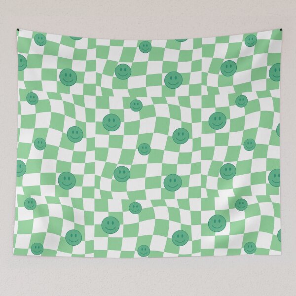 Item preview, Smiley Face Green Checkered Pattern designed and sold by Patternawy.