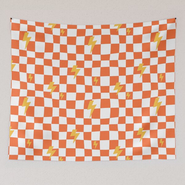 Item preview, Patrón de cuadros naranja electricidad designed and sold by Patternawy.