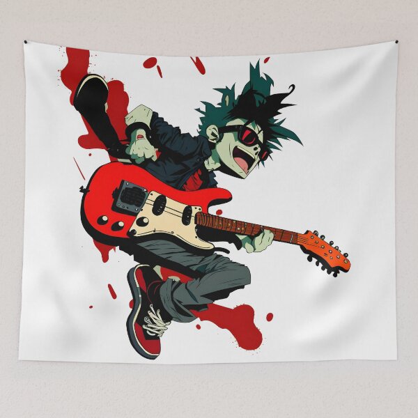 Item preview, Rockin' in the Comic Style: A Boy with Black Glasses and Red Fender Guitar designed and sold by Whiteshadow130.