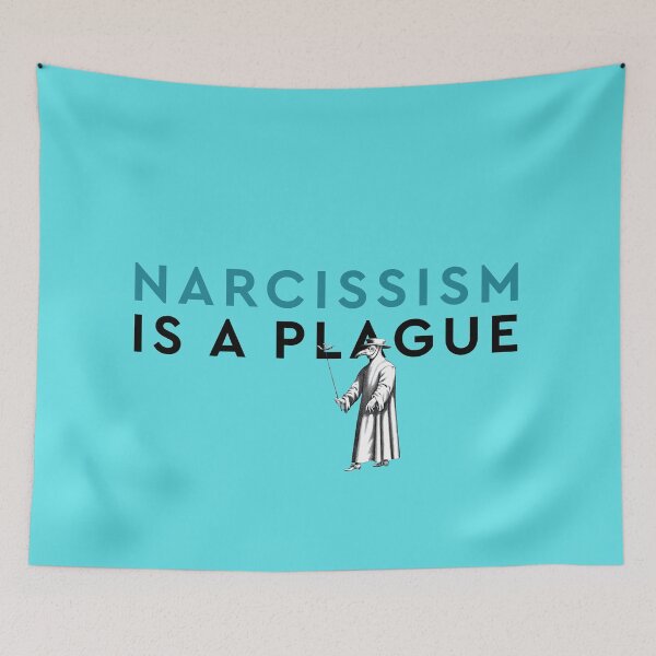 Item preview, Narcissism Is A Plague Teal Turquoise And Black Minimalist Typographic Design designed and sold by Zazizu.