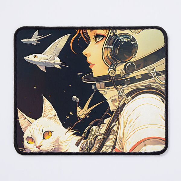 Item preview, Girl and Cat in Space Fantastic Retro 70s designed and sold by AIWanderer.