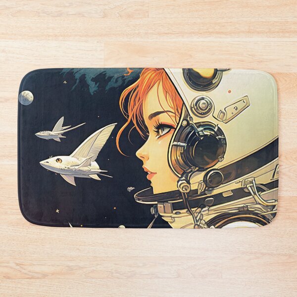 Item preview, Girl and Cat in Space Fantastic Retro 70s designed and sold by AIWanderer.