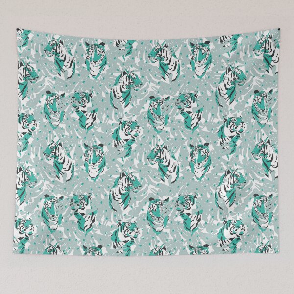 Item preview, Colorful Tiger Pattern - Tiger Asia Cyan Pattern - Tiger Pattern Jungle designed and sold by Patternawy.