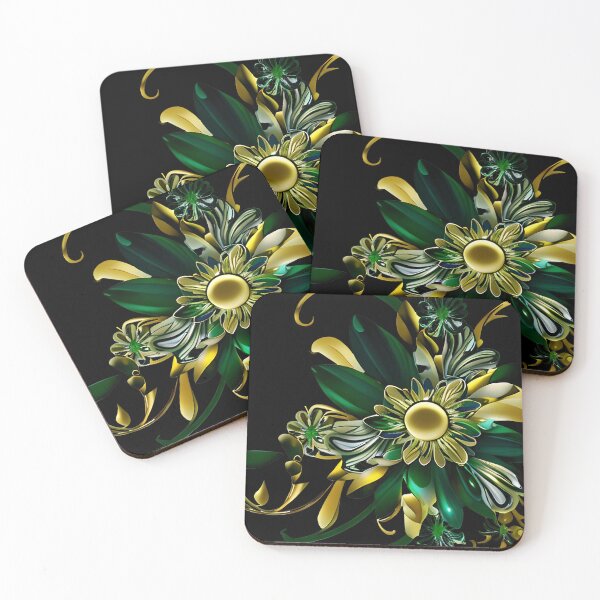 Item preview, Magestic jade green flower with gold designed and sold by FGCART.