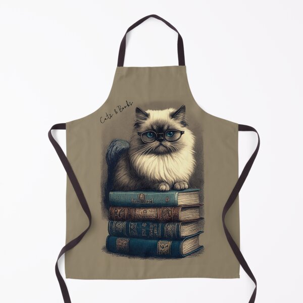 Item preview, Cats and Books! Fluffy Himalayan Cat and Beautiful Old Books designed and sold by newnomads-art.