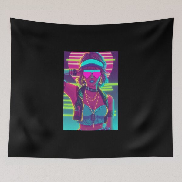 Item preview, 80s Synthwave cyberpunk Fit Girl designed and sold by RESToRAPTOR.
