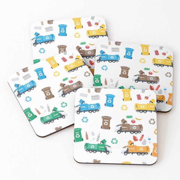 Item preview, Colorful Recycling Garbage Trucks & Bins designed and sold by idovedesign.