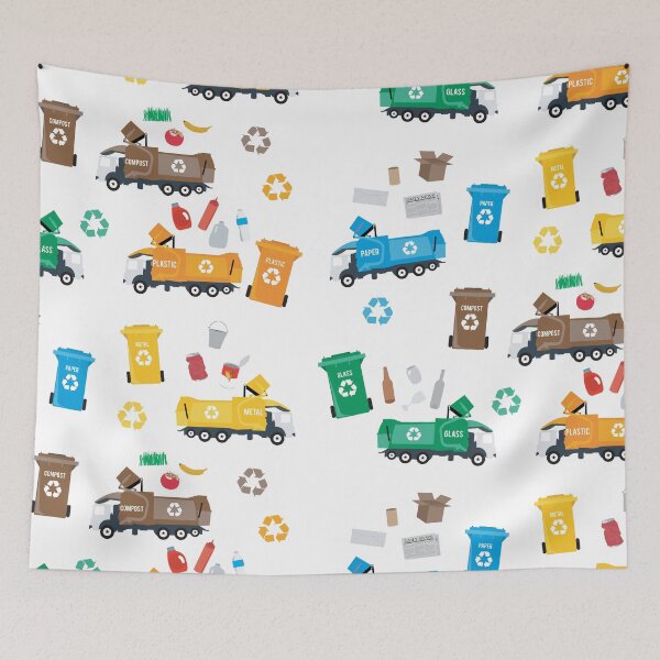 Item preview, Colorful Recycling Garbage Trucks & Bins designed and sold by idovedesign.
