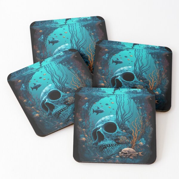 Item preview, Surrealistic Underwater Skull Art  designed and sold by ZickDezine.