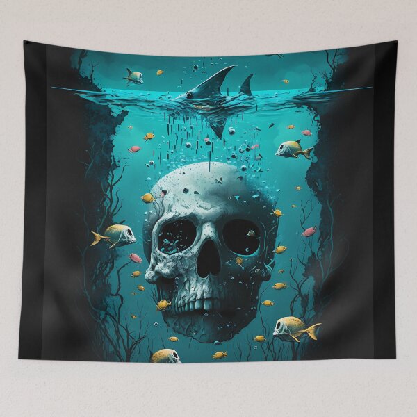 Item preview,  Surrealistic Underwater Skull Art  designed and sold by ZickDezine.